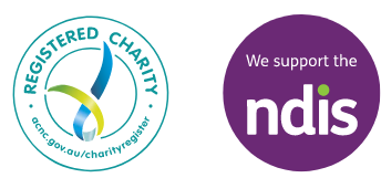 Registered Charity logo and We support the NDIS logo